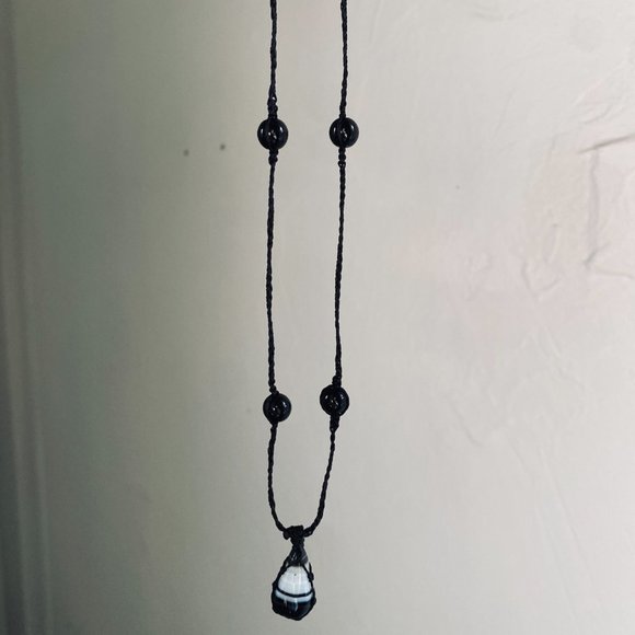 Collier artisanal fait à la main - Jaspe noir & blanc - Picture 2 of 2